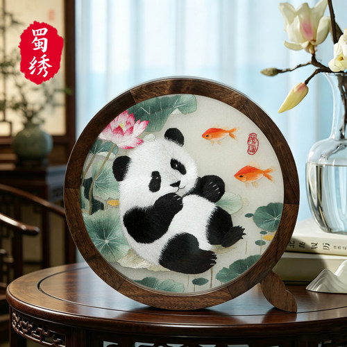 双面绣送老外及客户礼物装饰熊猫