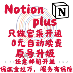 Notion Plus 原号升级 免换邮箱 无限成员 官渠开通  赠模板教程