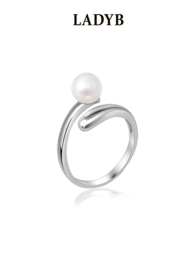 LADYB珍珠戒指百搭开口可调节
