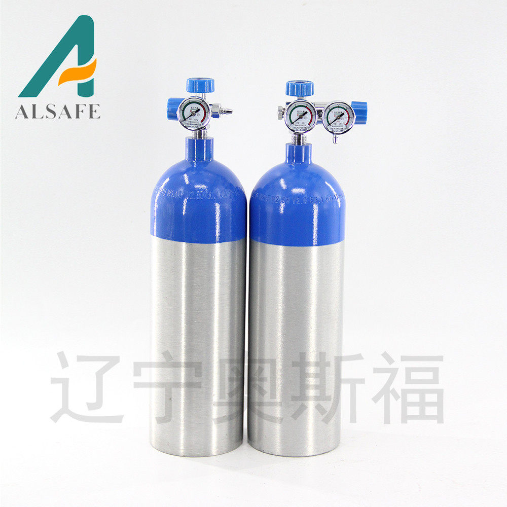 【奥斯福】厂家 2.8L耐腐蚀高压铝合金双表阀氧气瓶