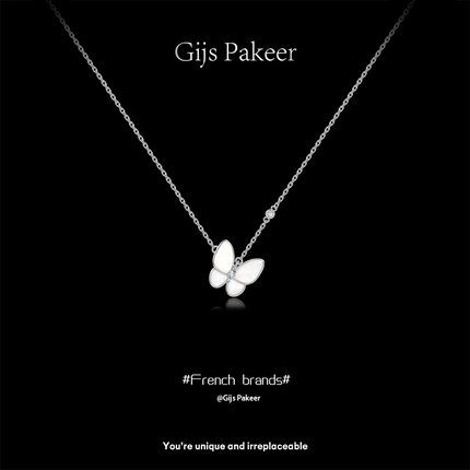 法国Gijs Pakeer「彩蝶」纯银白贝母蝴蝶项链女小众轻奢新年礼物