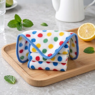 可爱波点珊瑚绒抹布厨房专用吸水不掉毛洗碗布洗碗巾加厚