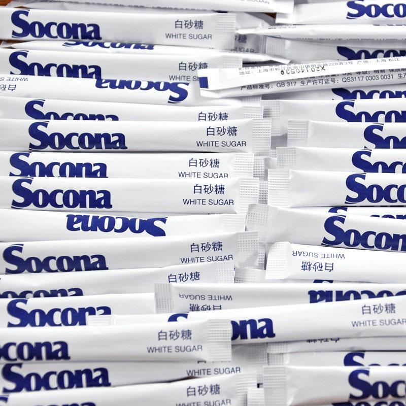 Socona白砂糖咖啡糖包黑咖啡伴侣专用白糖包调糖5g*100条小包装糖