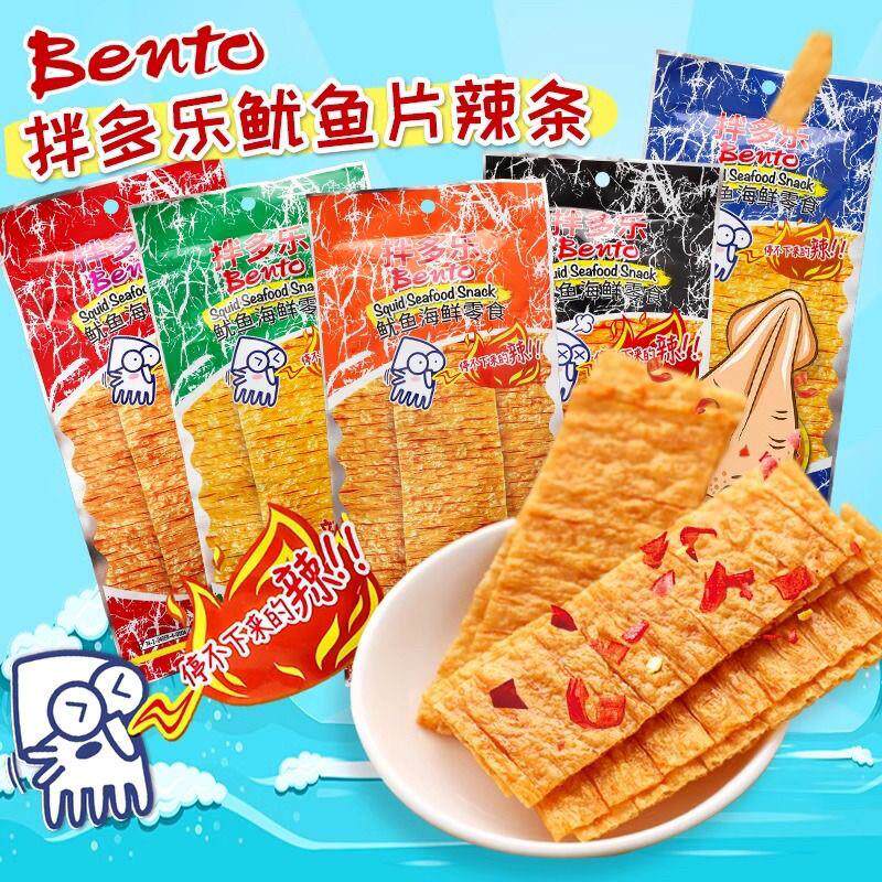泰国进口bento拌多乐手撕鱿鱼片辣条香甜辣味鱿鱼乾鱿鱼丝零食品