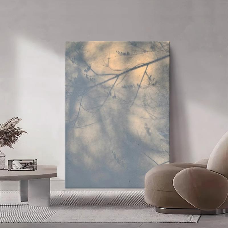 侘寂风装饰画划抽象树枝倒影写意北欧风光影入户玄关现代简约壁挂图片