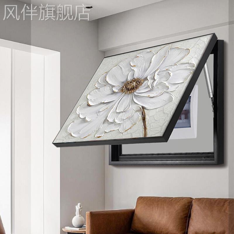 现代简约电表箱装饰画轻奢抽象花卉电闸遮挡弱电箱开关盒餐厅挂画图片