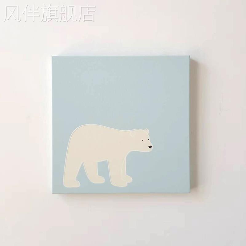 北欧风格装饰画北极熊可爱极简动物儿童房客厅卧室玄关挂画墙壁画图片