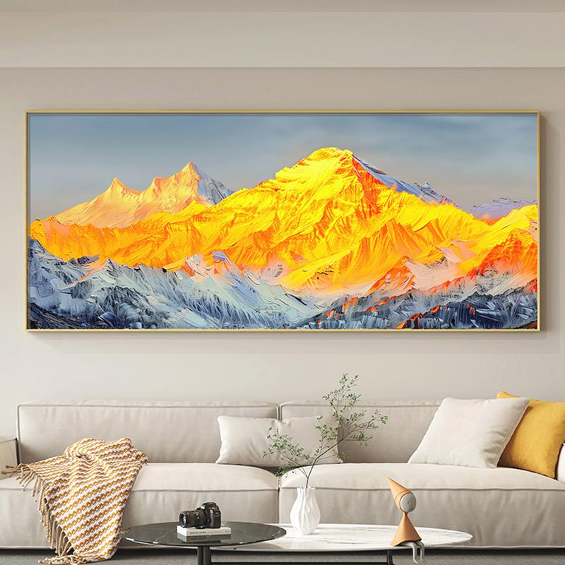 背靠金山客厅装饰画画有山无水办公室沙发背景墙挂画画轻奢高级感