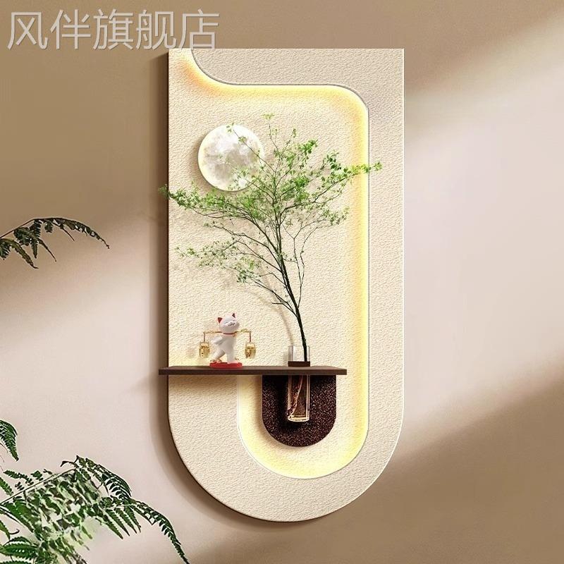 奶油风水培绿植创意玄关装饰画高级感入户正对门挂画走廊过道壁画图片