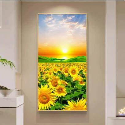 向日葵挂画画进门玄关装饰画画现代简约客厅过道走廊壁画画高级感