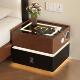 智能床头柜意式 轻奢悬浮家用卧室带锁实木胡桃色创意床边储物柜子