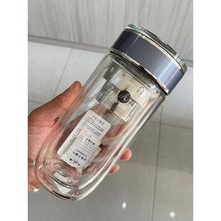 明霞3556双层鹅蛋杯定制印字大肚玻璃杯镜面杯盖商务男士高档车载