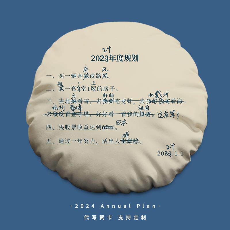 2024年度规划搞笑圆形抱枕定制社畜青年汽车靠垫创意趣味午睡枕头