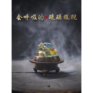 纯铜香薰炉家用狻猊薰炉室内创意琉璃香炉上香熏香檀香沉香熏香炉