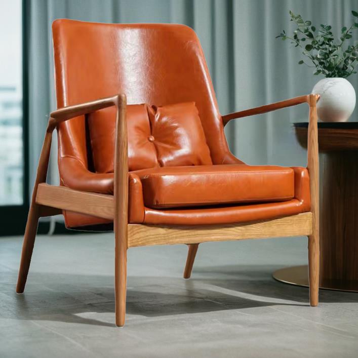 北欧欧简约实木沙发椅阳台客厅懒人椅躺椅休闲椅脚踏单人沙发椅