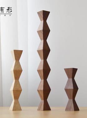 象有形/无尽之柱布朗库西抽象实木北欧风几何装饰艺术品桌面摆件