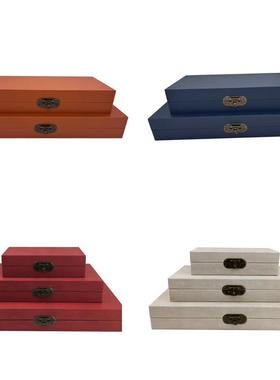 新中式现代轻奢白色皮质首饰盒博古梳妆台红色储物收纳样板房饰品