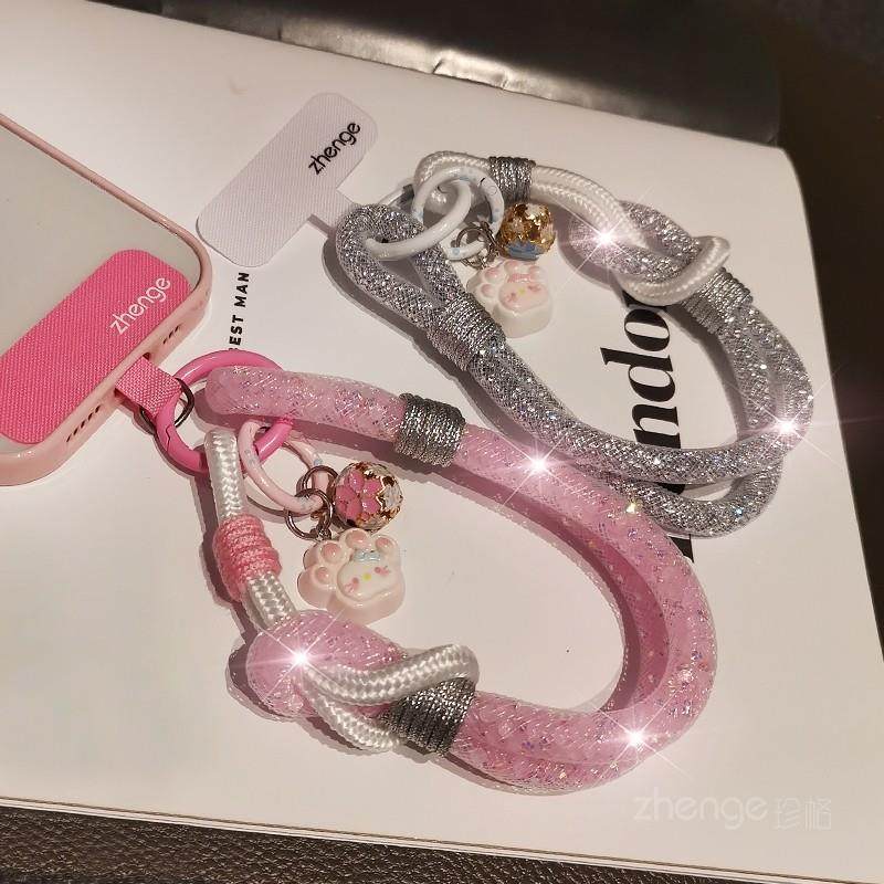 小清新闪钻手机挂绳女手腕短款卡通可爱猫爪铃铛吊坠拇指环挂绳户,3C数码配件,手机挂件/手机链,淘宝优惠券,粉丝福利购,淘宝优惠卷