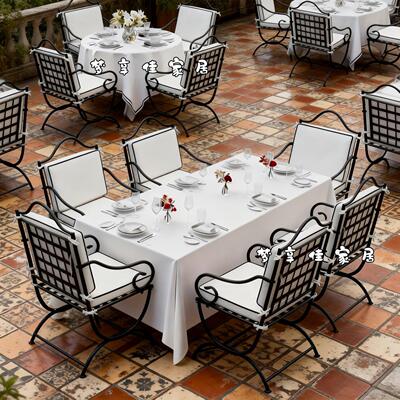 法式户外铁艺餐椅庭院单人椅酒店名宿西餐厅休闲椅露天花园靠背椅