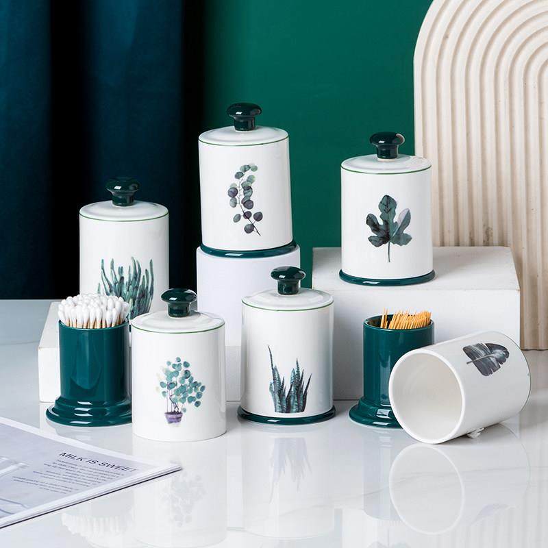 北欧创意个性牙签盒家用客厅陶瓷牙签筒简约棉签收纳盒酒店牙签罐,餐饮具,牙签筒,淘宝优惠券,粉丝福利购,淘宝优惠卷