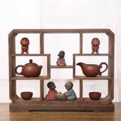 博古架小实木中式 迷你桌面摆件紫砂壶展示架多宝阁茶具架子置物架