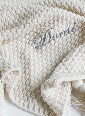 Bulu baby婴幼儿定制名字针织四季盖毯新生纯色被子宝宝空调毛毯