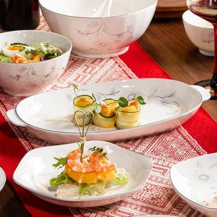 骨瓷餐具套装碗碟套装一人食特别好看的陶瓷餐具鱼盘刺身盘家用盘