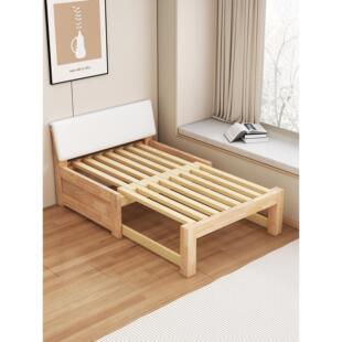 实木榻榻米简易单双人推拉床架多功能伸缩床小户型两用沙发折叠床