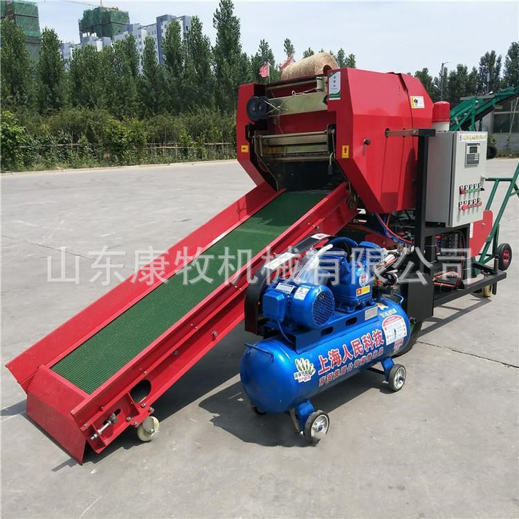 秸秆青贮打包机康牧全自动打捆包膜机青储圆捆裹包机