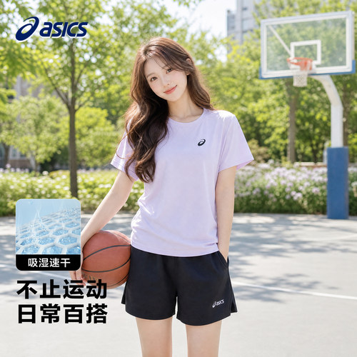 亚瑟士速干套装夏季新款女士健身训练短袖透气跑步短裤休闲两件套