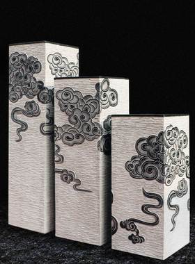 仿古祥云展示柱茶室玄关装饰新中式落地庭院拴马桩客厅复古大摆件