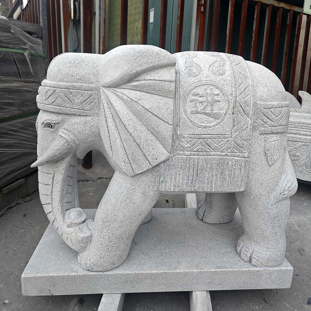 花岗岩石雕大象庭院门口摆件整石手工雕刻石头大象石象室外风水象