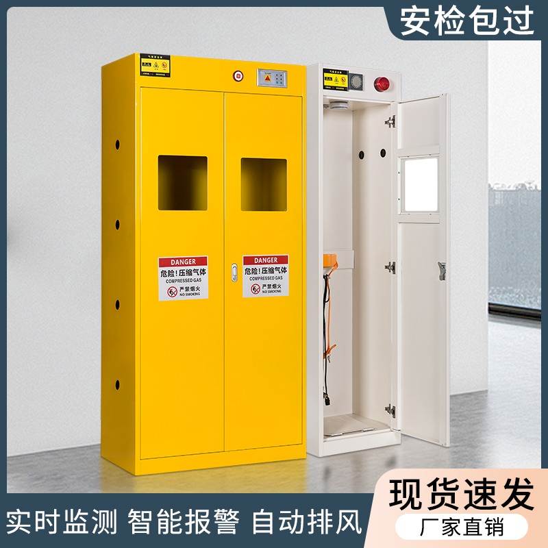 全钢防爆气瓶柜安全柜实验室氮气乙炔氧气氮气体钢瓶固定储存柜子