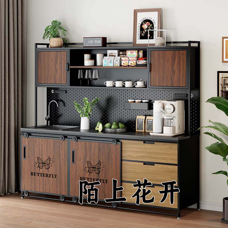 办公室水吧台一体柜商用休闲 靠墙公司茶水间咖啡操作台吧台切洗