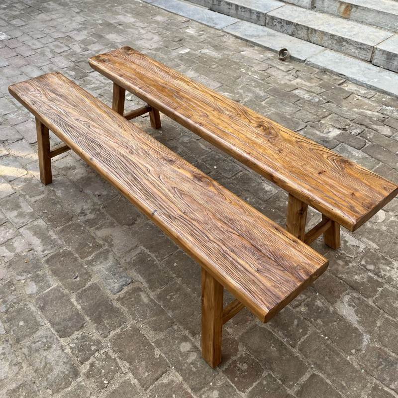 老榆木长条凳实木板凳换鞋凳家用复古长板凳单人凳民宿餐桌凳定制