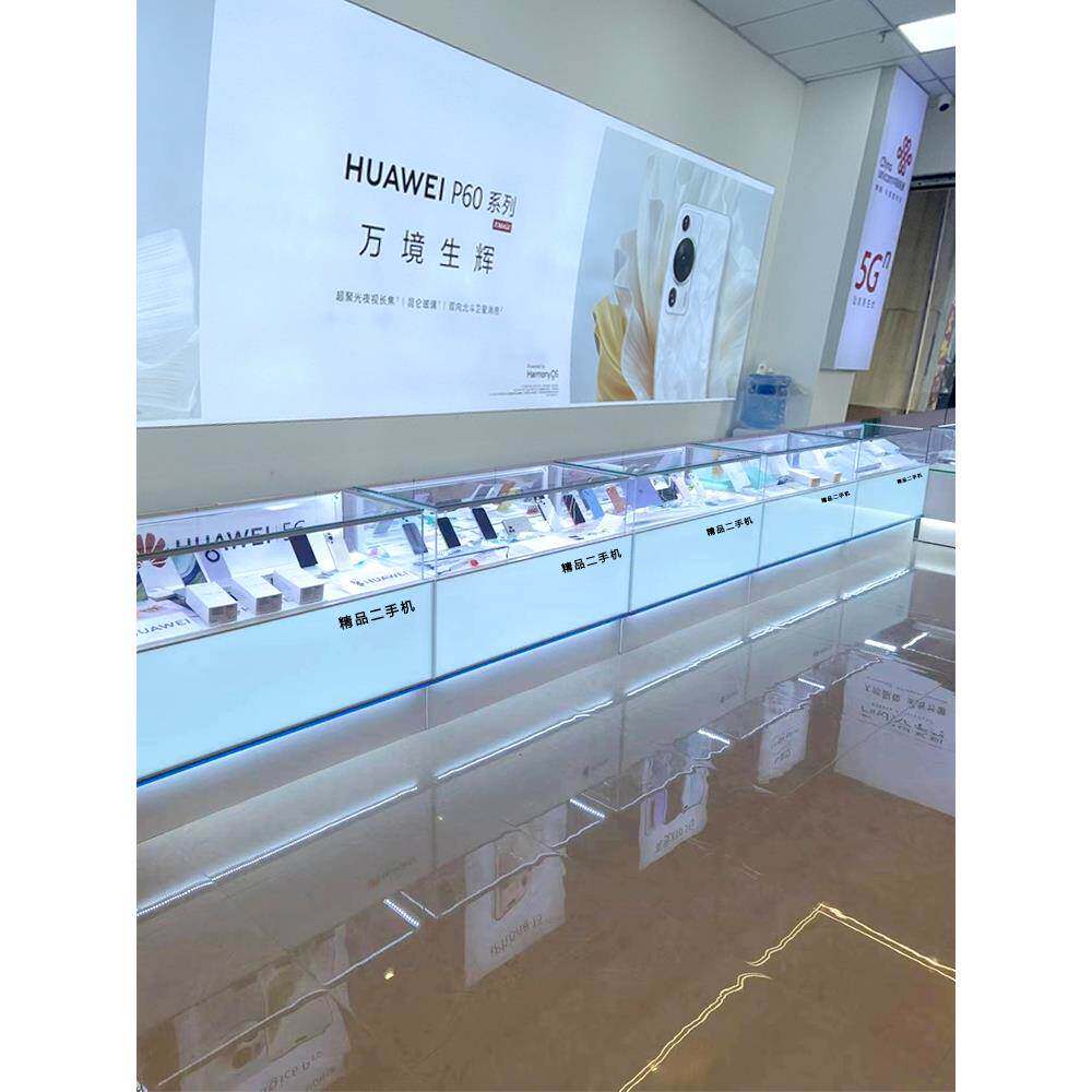 新款手机柜台展示转角柜靠墙烤漆柜商用珠宝玻璃柜手机店展示柜台