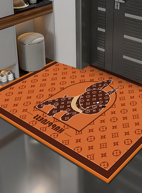 橙色入户门地垫轻奢简约现代门厅门口玄关进门脚垫裁剪定制可擦洗