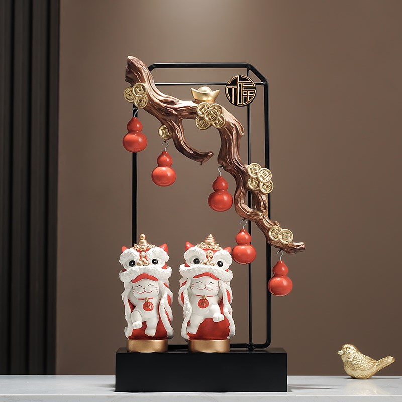五福临门福气猫摆件家居客厅电视柜玄关装饰品酒柜葫芦乔迁礼物