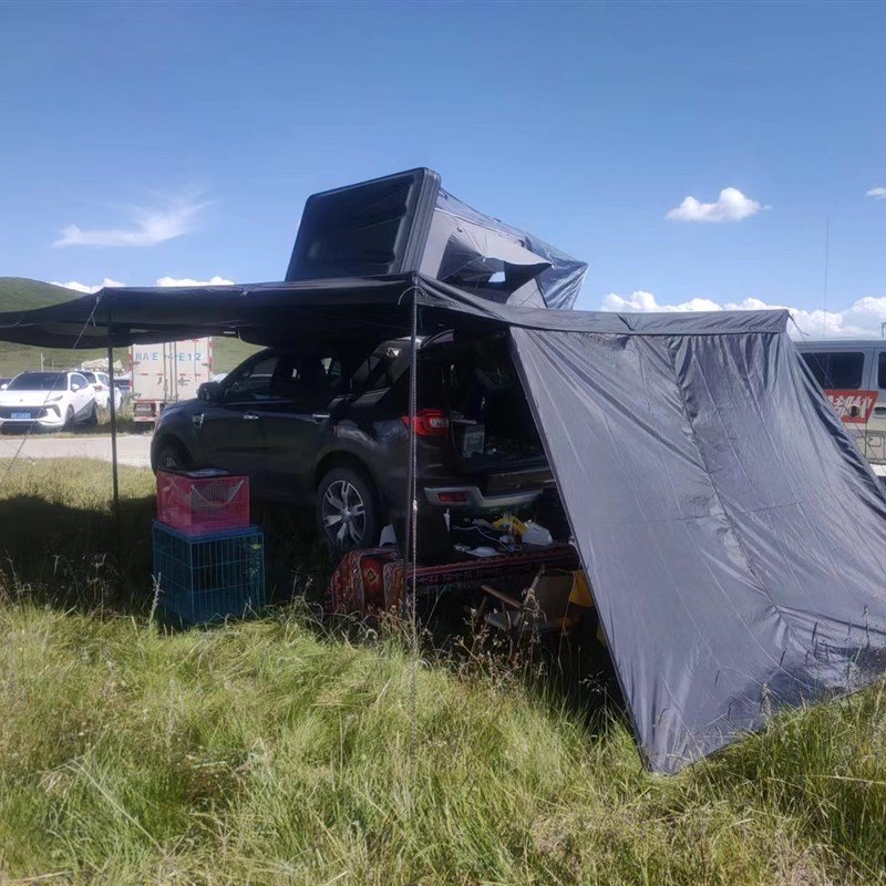 带灯扇形帐黑胶防晒防雨抗风隐藏式折叠撑杆速开车载天幕车边帐篷