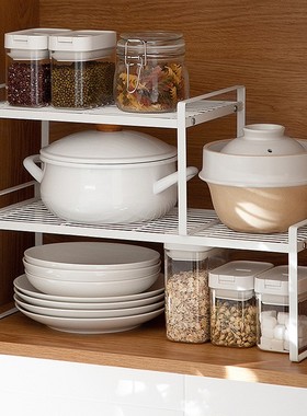 懒角落 厨房柜子分层置物架多层收纳层架锅架调料架储物架66141