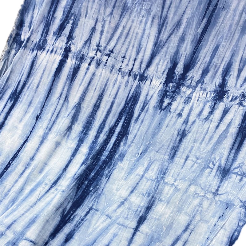 新品手工扎染棉绸布料水波纹款复古蓝染服装抱枕窗帘餐桌diy面料