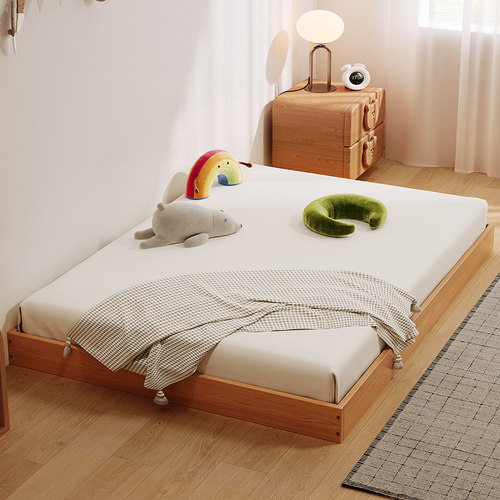 童想蒙氏地台床全榉木儿童床榻榻米男女孩宝宝卧室单人地板床实木