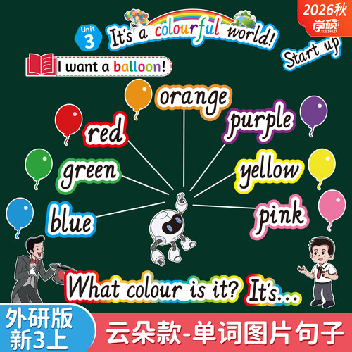 2026新外研版3年级单词句子卡片