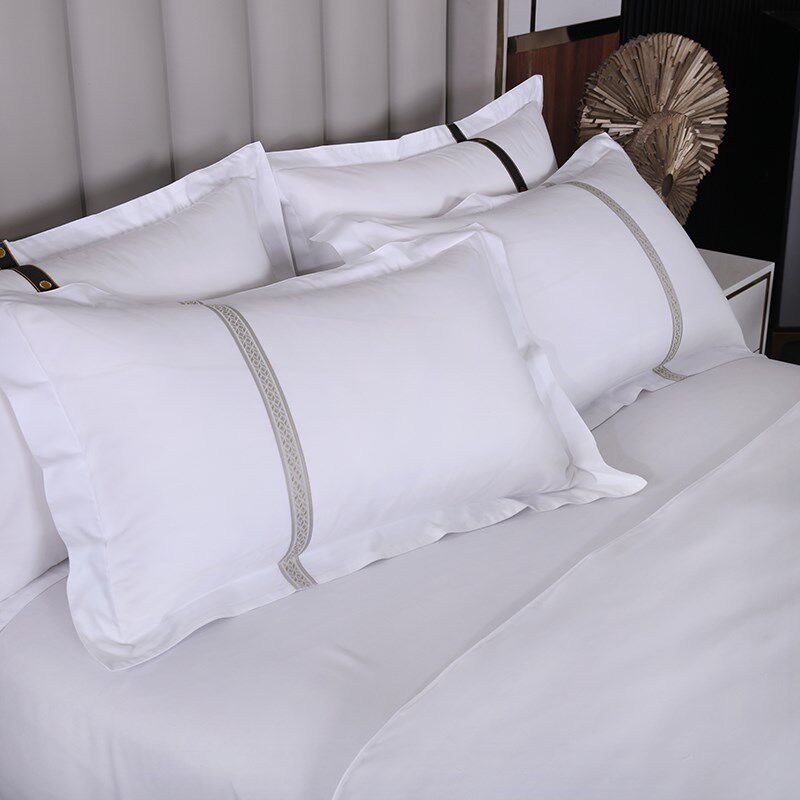 宾馆酒店布草床上用品四件套民宿纯白色床单被套被子一整套全套七
