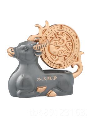 正品现货正品李居明2南时021牛年吉件祥物正方[犀利牛]摆办公室当