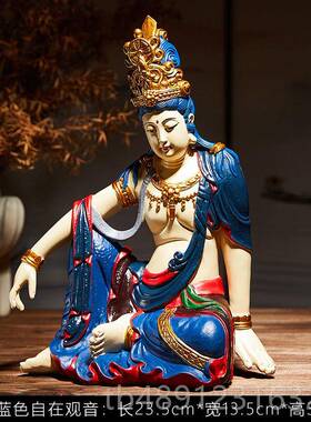 正品新中式在音水月观音菩萨佛观像家用茶桌办公自玄关装饰树室脂