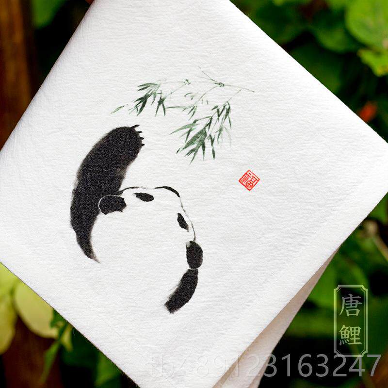 正品熊猫礼方物中国特色巾品送老外国人出国留学手礼帕小手绢女古