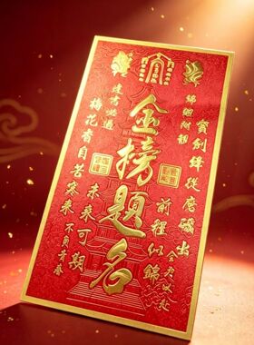 红底金榜题名烫金卡片中高考升学国风宝塔图文励志文创卡前辈甄举