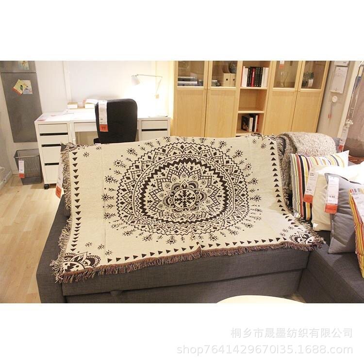 曼德拉个性民族风沙发毯户外露营帐篷布置休闲毯子针织线毯床盖巾