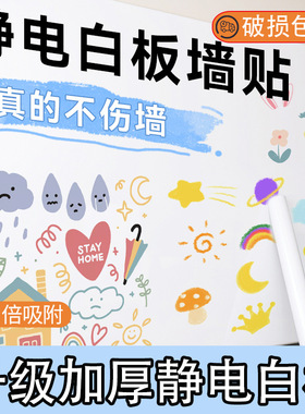 静电吸附无痕白板墙贴可擦写不伤墙涂鸦画画写字板贴纸